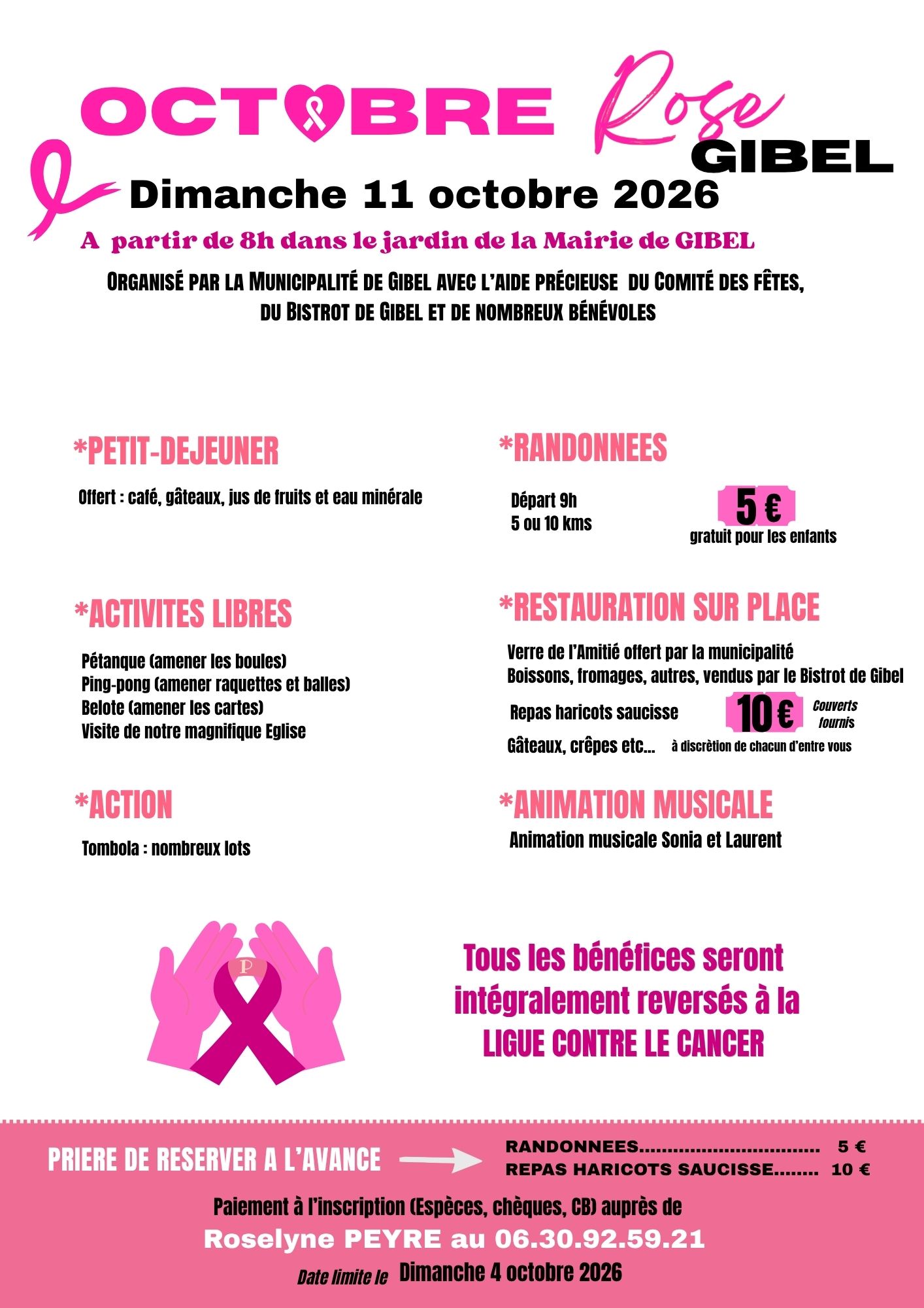 OCTOBRE ROSE – DIMANCHE 11 OCTOBRE 2026